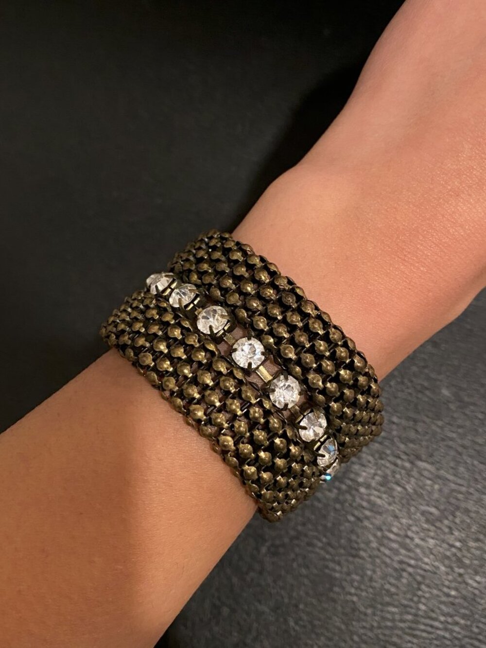 Bronze Mesh Crystal Bracelet